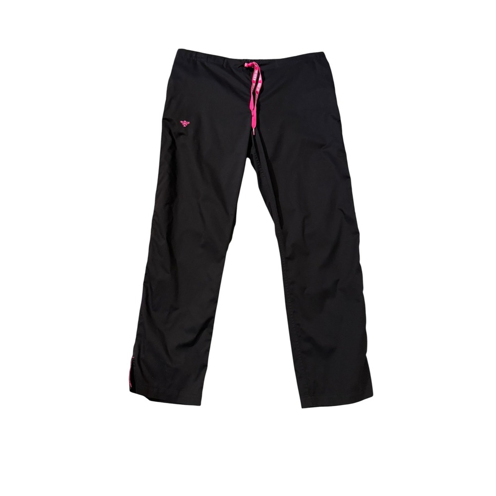 Med Couture Womens Black Scrub Pants Elastic Drawstring Straight Leg 8705 BKRS L